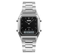 FANMIS Women's Men's Luxury Fashion Digital Electronic Square LED Sports Watch Multifunction Waterproof Daily Alarm Gold Silver Wristwatch, Z Silver Black, Fashion, Simple, Sport
