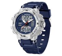 FANMIS Womens Sport Watches Casual Digital Analog Ladies Watch with Alarm LED Luminous Stopwatch Countdown Dual Time -Military Tactical Waterproof Outdoor Wristwatch, White Blue