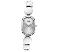 FANMIS Women's Vintage Oval Luxury Minimalist Gold Watch Ladies Analog Waterproof Fashion Bangle Bracelet Dress Watch with Stainless Steel Band, Z Silver White