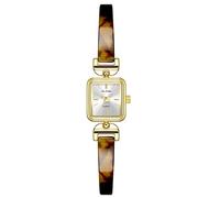 FANMIS Women's Vintage Rectangle Quartz Watch Elegant Golden Bracelet Watch with Tortoise Shell Resin Band, Fashion Waterproof Dress Wristwatch, Gold White