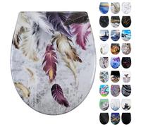 Fanmitrk Duroplast Toilet Seat Soft Close -Quick Release Toilet Lid with Top Fixing,Various Patterns to Choose from (UF819-60)