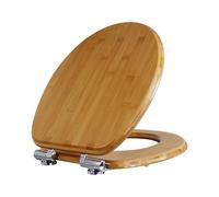 Fanmitrk Natural Solid Wood Toilet Seat- Toilet Seat Bamboo, Soft Close with Metal Hinges,Easy to Install Easy to Clean (bamboo04)