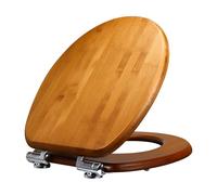 Fanmitrk Natural Solid Wood Toilet Seat- Toilet Seat Bamboo, Soft Close with Metal Hinges,Easy to Install Easy to Clean (bamboo03)