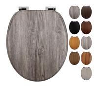Fanmitrk Standard Wooden Toilet Seat Soft Close - Adjustable Zinc Alloy Hinges - Made of Multiple Styles Wood Grain MDF - Easy to Clean and Install for Bathroom 43.3 x 37 x 5.5 cm (JHE105-3-01)