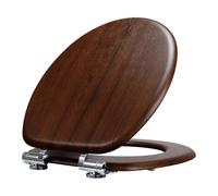 Fanmitrk Traditional Wooden Toilet Seat Soft Close, MDF Adjustable Hinges with Bottom Fixture,Easy to Clean and Install for Bathroom(Oak) 43.5 x 37.3 x 5.5 cm (JHE171-1A-01)