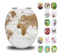 Fanmitrk Wooden Toilet Seat-Durable MDF Toilet Seat Soft Close Cats Patterns(MDF1815)