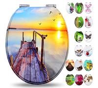 Fanmitrk Wooden Toilet Seat-Durable MDF Toilet Seat Soft Close in Various Patterns(MDF1810)