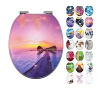 Fanmitrk Wooden Toilet Seat-Durable MDF Toilet Seat Soft Close in Various Patterns(MDFDJ2505)