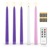 Fanna 5 Advent Flameless Taper Candles with Timer for Advent Wreath, Battery Operated Christmas LED Candlesticks Real Wax Finished, Remote & Batteries Included - H 28cm