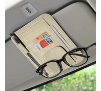 Fannasi Car Sun Visor Organizer, Multifunctional Auto Interior Accessories for Car Registration and Drving License, Insurance, Pen, Chapstick (Beige)