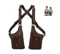 FANNING511 Double Shoulder Armpit Bag for Men Vest Bag Multi Pocket Underarm Pouch for Travel Outdoor Running cycling, Coffee brown, 6.1 inches, Modern, Contemporary