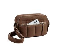FANNING511 Puffer Crossbody Purse, Double Zip Multi Pocket Nylon Bag with Adjustable Padded Strap for Women Travel Gym, Khaki, Modern