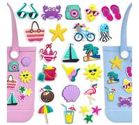 Fannobaby 20 40 Pcs Summer Hawaii Charms for Bogg Bag, Random Sun Glass Coconut Tree Different PVC Accessories for Simply Southern Tote bag, Beach Cute Decoration Charms for Beach Bags, One size
