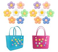 Fannobaby Flowers Charms for Bogg Bag, Flowers PVC Accessories for Simply Southern Tote bag, Lovely Flower Cute Decoration Charms for Beach Bags, for Girls Women Party Gifts(14 Pcs)