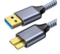 Fannoday USB A to Micro B Cable, Micro USB 3.0 Cable 5Gbps Fast Data Transfer Data Cable, Robust Nylon Braided for Galaxy S5/Note 3, Camera, SSD, External Hard Drives, 1 m