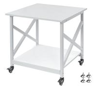 Fannova 23.6 x 23.6 Inches Large Printer Stand, 2 Tier Square Printer Table with Storage Shelf for Home Office, Multi-use Rolling Cart with Wheels for Laser, 3D Printer and Mini Fridge - White