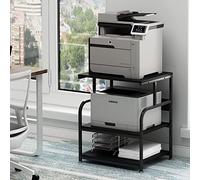 Fannova Printer Stand, 23.6 x18.9 x 30 Inches Large Printer Table with Adjustable Storage Shelf, 3 Tier Rolling Printer Cart with Wheels for Home Office, Stand for Heat Press Mini Fridge, Black