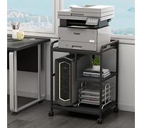 Fannova Printer Stand with Storage Shelf for Home Office Organization, 22 x 18 Inch Large Printer Table with Wheels, Shredder Stand, CPU Stand, Rolling Cart for Host Computer, PC Tower, Desktop- Black