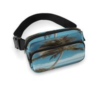 Fanny Pack Beach Coconut Tree Printed Waist Cinching Bag Hip Bag Lightweight Belt Bag for Travel Sports Hiking Running, Beach Coconut Tree, 7.9 X 5.1 in