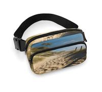 Fanny Pack Beach Themed Printed Waist Cinching Bag Hip Bag Lightweight Belt Bag for Travel Sports Hiking Running, Beach Themed, 7.9 X 5.1 in