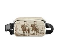 Fanny Pack Belt Bag American Western Cowboys Crossbody Bags for Women Adjustable Strap Mini Everywhere Waist Pouch for Workout Running