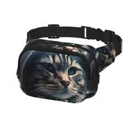 Fanny Pack Belt Bag for Men Women Astronaut cat in space Adjustable Waist Packs Bag Crossbody Bags for Travel, Black, One Size