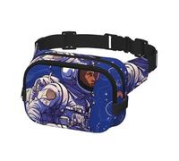 Fanny Pack Belt Bag for Men Women Black astronaut on blue Adjustable Waist Packs Bag Crossbody Bags for Travel, Black, One Size