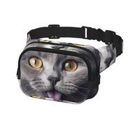 Fanny Pack Belt Bag for Men Women Blue cat sticking out tongue Adjustable Waist Packs Bag Crossbody Bags for Travel, Black, One Size