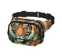 Fanny Pack Belt Bag for Men Women Butterfly and tiger Adjustable Waist Packs Bag Crossbody Bags for Travel, Black, One Size