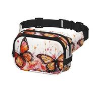 Fanny Pack Belt Bag for Men Women Butterfly drip spray watercolor Adjustable Waist Packs Bag Crossbody Bags for Travel, Black, One Size