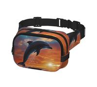 Fanny Pack Belt Bag for Men Women Dolphins and Palm Trees Adjustable Waist Packs Bag Crossbody Bags for Travel, Black, One Size