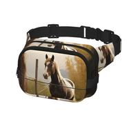 Fanny Pack Belt Bag for Men Women Fence and horse Adjustable Waist Packs Bag Crossbody Bags for Travel, Black, One Size