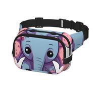 Fanny Pack Belt Bag for Men Women Flower cartoon elephant Adjustable Waist Packs Bag Crossbody Bags for Travel, Black, One Size