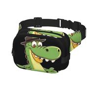 Fanny Pack Belt Bag for Men Women Funny crocodile cartoon Adjustable Waist Packs Bag Crossbody Bags for Travel, Black, One Size