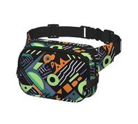 Fanny Pack Belt Bag for Men Women Geometric pattern in graffiti style Adjustable Waist Packs Bag Crossbody Bags for Travel, Black, One Size