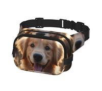 Fanny Pack Belt Bag for Men Women Golden Retriever and Flowers Adjustable Waist Packs Bag Crossbody Bags for Travel, Black, One Size
