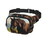 Fanny Pack Belt Bag for Men Women Grazing wild horses Adjustable Waist Packs Bag Crossbody Bags for Travel, Black, One Size