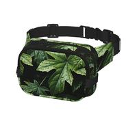 Fanny Pack Belt Bag for Men Women Green Leaves Pattern Adjustable Waist Packs Bag Crossbody Bags for Travel, Black, One Size