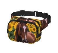Fanny Pack Belt Bag for Men Women Horse and sunflower Adjustable Waist Packs Bag Crossbody Bags for Travel, Black, One Size