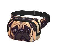 Fanny Pack Belt Bag for Men Women Pug cartoon Adjustable Waist Packs Bag Crossbody Bags for Travel, Black, One Size