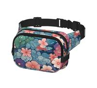 Fanny Pack Belt Bag for Men Women Scales and flowers pattern Adjustable Waist Packs Bag Crossbody Bags for Travel, Black, One Size