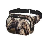 Fanny Pack Belt Bag for Men Women Two horse Adjustable Waist Packs Bag Crossbody Bags for Travel, Black, One Size