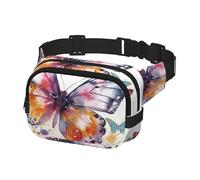 Fanny Pack Belt Bag for Men Women Watercolor butterfly Adjustable Waist Packs Bag Crossbody Bags for Travel, Black, One Size