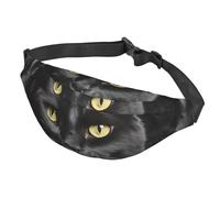 Fanny Pack Belt Bag for Women Men Adjustable Waist Pack Bag A black cat on a black background Crossbody Bags for Travel, Black, One Size