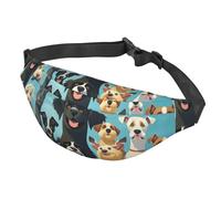 Fanny Pack Belt Bag for Women Men Adjustable Waist Pack Bag A large group of dogs Crossbody Bags for Travel, Black, One Size