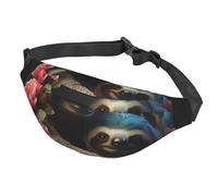 Fanny Pack Belt Bag for Women Men Adjustable Waist Pack Bag A sloth and a baby sloth Crossbody Bags for Travel, Black, One Size