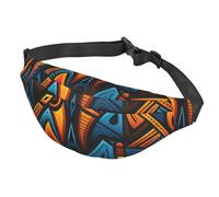 Fanny Pack Belt Bag for Women Men Adjustable Waist Pack Bag African style textile pattern Crossbody Bags for Travel, Black, One Size