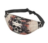 Fanny Pack Belt Bag for Women Men Adjustable Waist Pack Bag Ancient skull and flowers Crossbody Bags for Travel, Black, One Size
