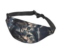 Fanny Pack Belt Bag for Women Men Adjustable Waist Pack Bag Astronaut cat in space Crossbody Bags for Travel, Black, One Size