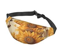 Fanny Pack Belt Bag for Women Men Adjustable Waist Pack Bag Bees and Sunflowers Crossbody Bags for Travel, Black, One Size